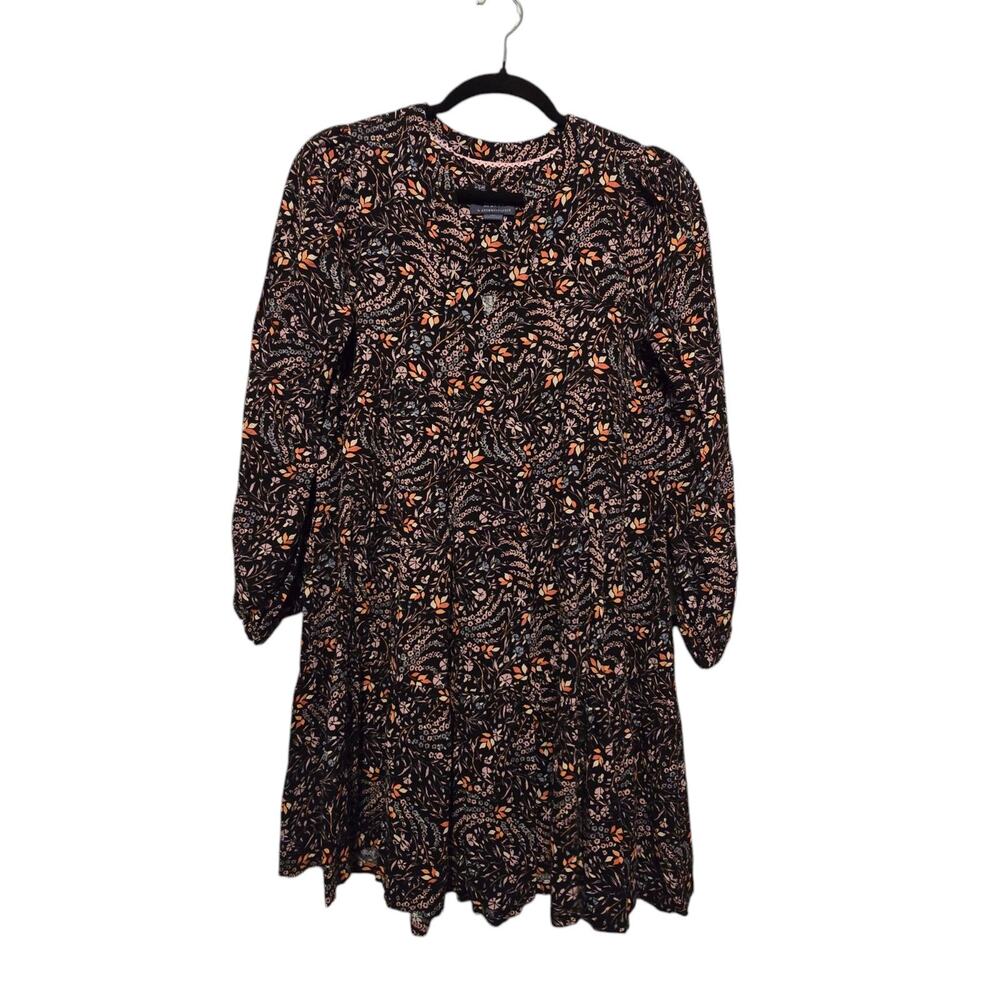 Maeve By Anthropologie Dark Floral Dress SM Ditsy Tiered Boho Cottage Festival